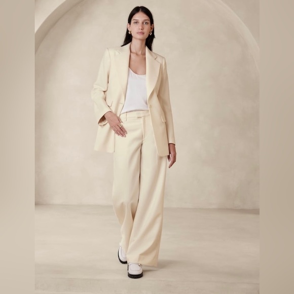 NWT! Banana Republic Transition Cream Lido Wide Leg Wool Pants - Multiple 🧡🧡 - Picture 1 of 11